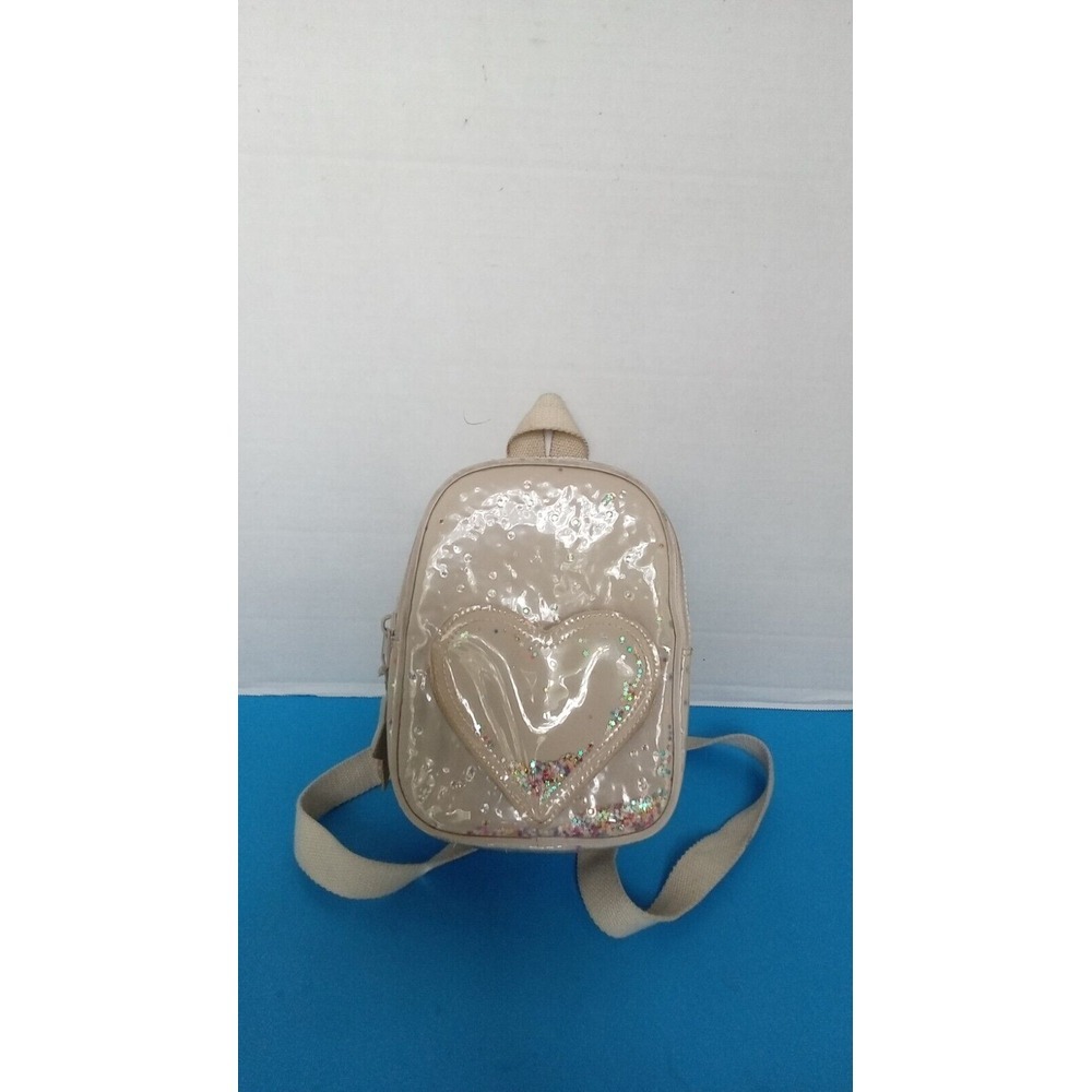 Heart Backpack Mini Beige Glitter Star Charm Kids Toddler‎ Purse Bag